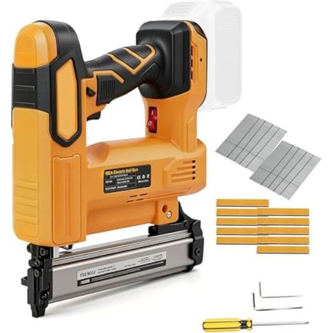 Cloueuse Brad sans fil pour Dewalt 18 V 20 V, agrafeuse électrique 2 en 1 18 GA avec 1 000 clous, 1 000 agrafes pour menuiserie, tapisserie, projets de bricolage (jaune, pour Dewalt) (1/5)