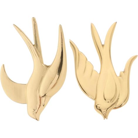 Ornements Muraux Vintage en Laiton 2pcs Oiseau Decoration Murale Hirondelle Suspendue pour Chambre, Décoration Murale Élégante et Installation Sécurisée (1/5)