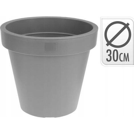 Pot de jardin rond gris lisse 25 x 22 cm décoratif