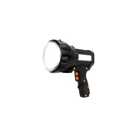 Torcia LED ultra potente ricaricabile tramite USB da 35 W 10000 mAh con luce laterale, torcia impermeabile ad alta potenza (nera) [Classe energetica A+] - Crezuo