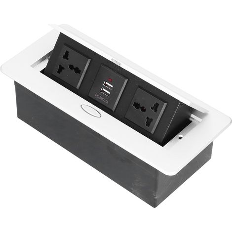 Prise Murale Rétractable avec Ports USB, Double Alimentation 250V 10A (1/5)