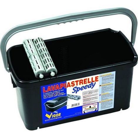 Vigor 61185-10 Lavapiastrelle Speedy Lt. 20 Capacita' 20 litri Svaso interno per raccolta sabbia Scorrimento su rulli colore Nero
