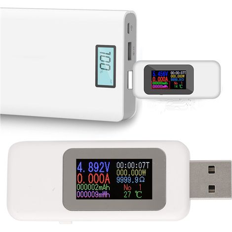 Testeur de charge USB avec écran LCD, détecteur, voltmètre numérique, ampèremètre, voltmètre DC4-30V (blanc) (1/5)