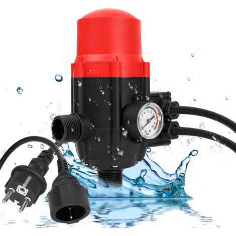 Wolketon Pressostat pompe eau 10 bar avec câble protection fonctionnement à sec contrôleur pompe pression interrupteur de pression surpresseur - Rouge