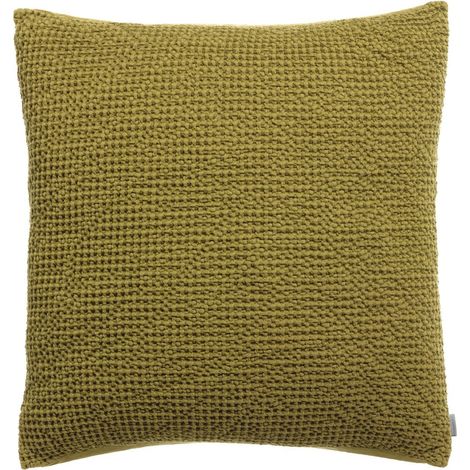 Coussin Décoratif Cèdre 45 x 45 cm en Coton Recyclé Nid d'Abeille Stonewashed avec Rabat - PANGIVO