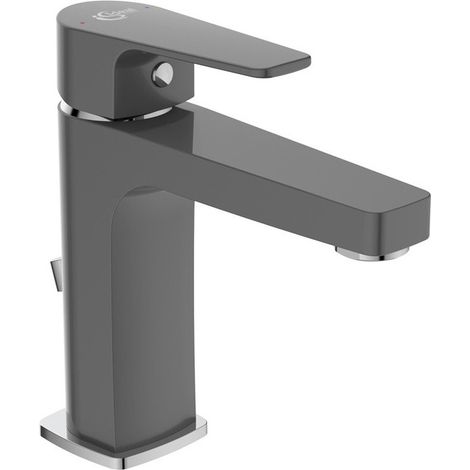 Mezclador de lavabo CERAFINE D saliente 120 mm negro mate / cromado con vaciador IDEAL STANDARD