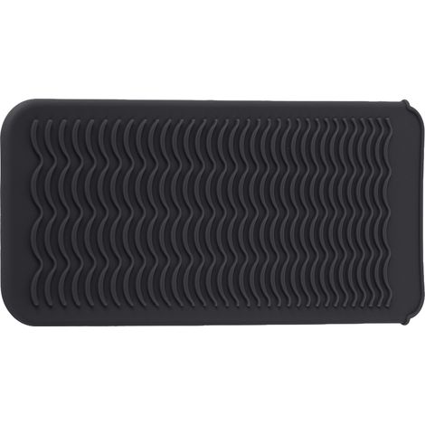 Pochette en silicone résistante à la chaleur pour outils de coiffure et de rasage, surface antidérapante, support pour fer à friser, noire (1/5)