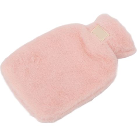 Bouillotte PVC 1000ml avec housse polaire anti-fuite - Chauffant pour lit rose hiver (1/5)