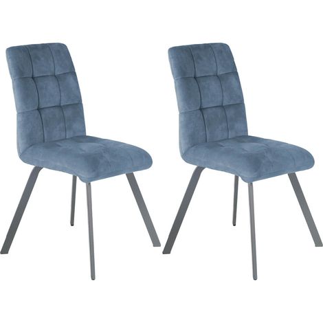 JOHN - Lot de 2 Chaises Capitonnées Bleu Gris (1/3)
