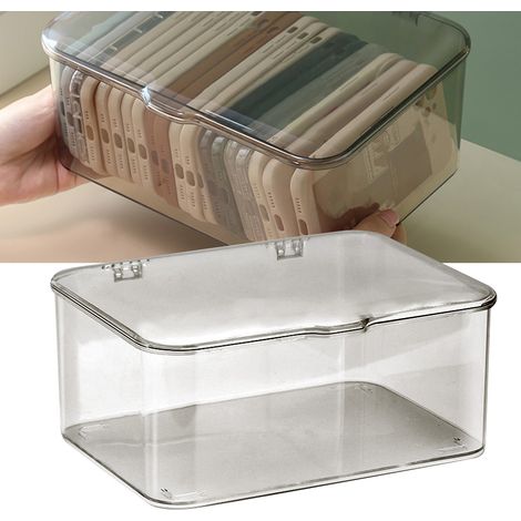 Hochwertige, transparente Aufbewahrungsbox für den Schreibtisch, großes Fassungsvermögen 22,5 x 16,5 x 10 cm mit Staubschutzhülle (1/5)