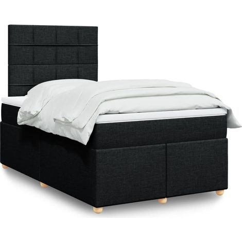vidaXL Giroletto a Molle con Materasso Nero 120x190 cm in Tessuto (1/5)