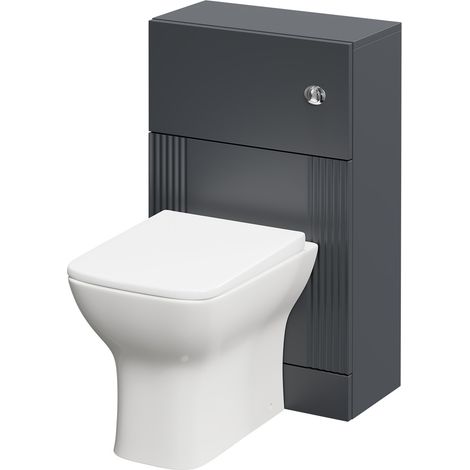 Wholesale Domestic Avant Satin Anthracite 500mm Toilet Unit and Kingston Rimless Back to Wall Toilet Pan with Soft Close Toilet Seat (1/5)