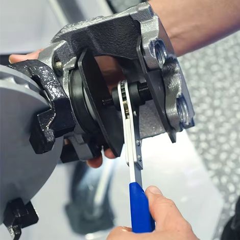 Clé à cliquet pour étrier de frein + 2 crochets, clé pour étrier de frein, clé à cliquet pour piston de frein automobile, outils d'installation pour piston simple, double et quadruple. (1/5)