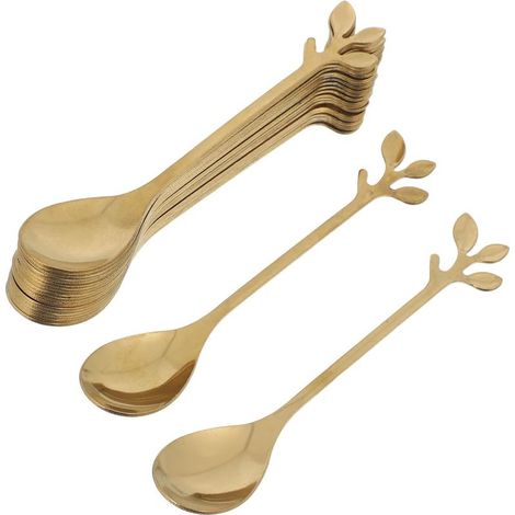 Lot de 20 Set Cuillères à Glace en Acier Inoxydable Or et Motif (1/5)