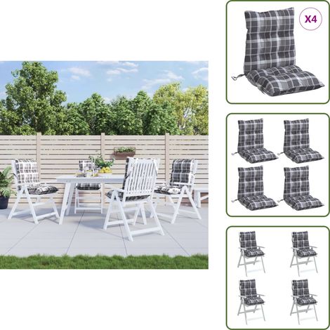 Cojines para sillas de oficina - vidaXL Cojines para silla respaldo bajo 4 uds tela Oxford cuadros gris - Cojines para casa