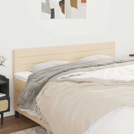 Tête de lit 180 cm en tissu crème avec pieds en bois, hauteur réglable - PANGIVO (1/5)