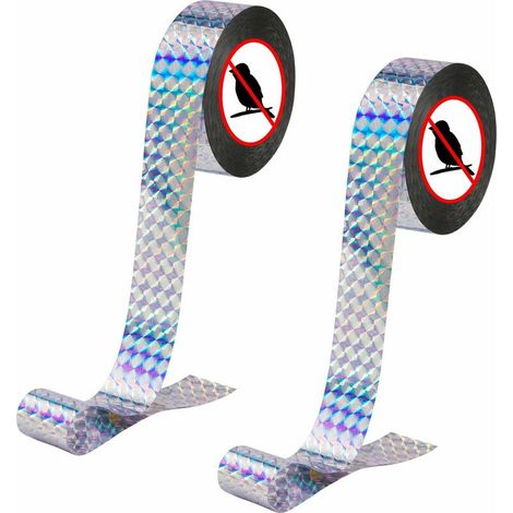 2 Rouleaux 100m Ruban Anti Oiseaux Ruban Holographique Réfléchissant pour Effrayer Les Oiseaux Double Face Flash Bande Répulsive Anti Oiseaux pour Pigeon Pics Goélands Corbeaux Hirondelles Epouvantail (1/4)