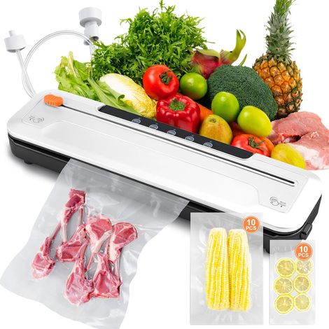 Machine sous vide compacte, machine sous vide d'une puissance d'aspiration de 65 kPa, machine sous vide automatique spécialement conçue pour les aliments, incluant des sacs sous vide pour une utilisat (1/5)
