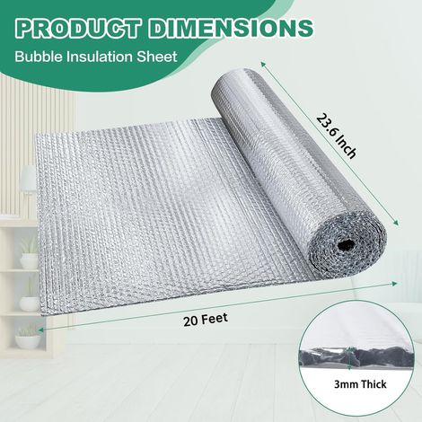 Film isolant thermique double couche aluminium, pare-soleil réfléchissant pour toit de véranda, camping-car et caravane, Composition : 0.66, Couleur : argent (1/5)