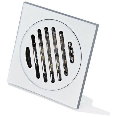 Grille Douche Anti Cheveux Siphon De Sol en Acier Inoxydable Épais Drain De Douche Carré Anti-Odeur pour Salle De Bain 100 x 100mm (1/4)