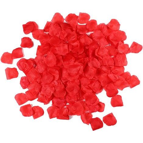 Pétales de fleurs artificielles en tissu de soie réutilisables, pétales simulés pour décoration romantique de mariage et de soirée (rouge) (1/2)
