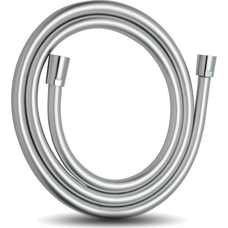 Flexible de Douche 2.0 m, Avec Protection Anti-torsion, Flexible Douche en PVC, Tuyau Douche haute Pression de Rechange, Pour Robinetterie de Salle de Bain, Argent (1/5)