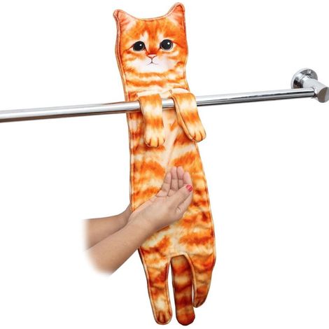 Essuie Main Salle de Bain/Cuisine - Petite Serviette Main Super Absorbante & Douce pour Visage ou Mains - Essuie Main Eponge pour Les Amoureux des Chats - Cadeau Crémaillère/St-Valentin