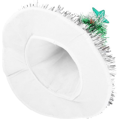 Chapeau de Sapin de Noël sans Lumière Décoration de Sapin de Noël Chapeau à Paillettes Non Tissé Vert Décor (1/5)