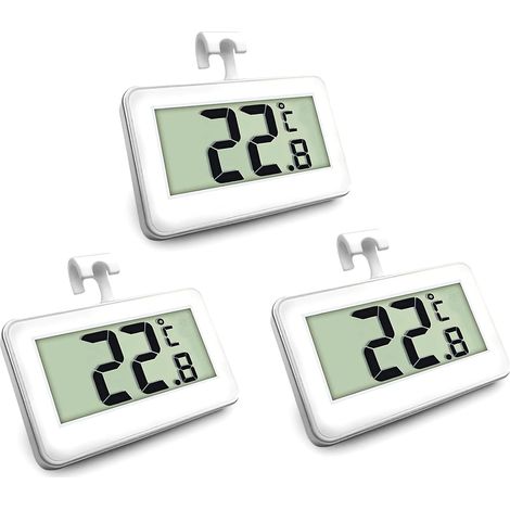 Lot de 3 thermomètres numériques pour réfrigérateur et congélateur avec écran LCD facile à lire (Blanc-3) (1/5)