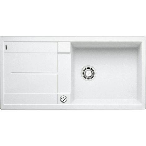 Évier de Cuisine Rectangulaire en Granit pour Meubles Bas de 60 cm de Large Avec Cuve Extra-Large Blanc 515280 (1/5)