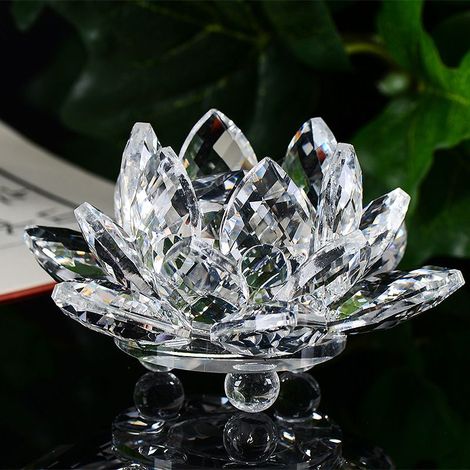 Petit bougeoir en cristal K9 artificiel - Lotus en cristal brillant - Décoration de la maison - Décoration Feng Shui,20mm(Transparent) (1/2)