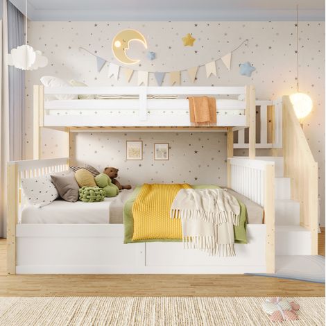Bett Etagenbett Stauraum 90x200 140x200 Holz OKMYHOME (1/5)