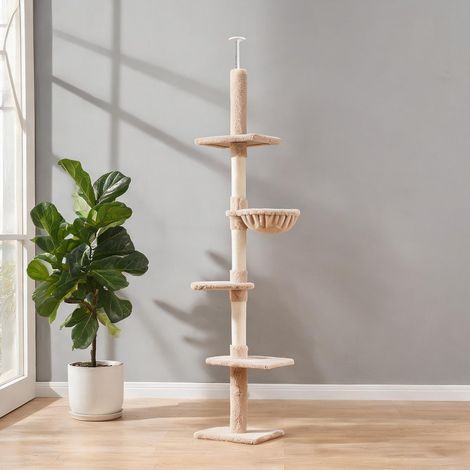 Arbre à chat beige en legno truciolare peluche 40 x 34 x 260 cm (1/5)