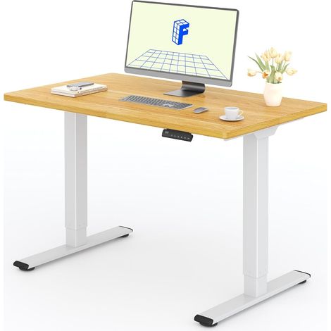 FlexiSpot Bureau Assis Debout Une Pièce 2 Mot 120×60. Blanc+Maple