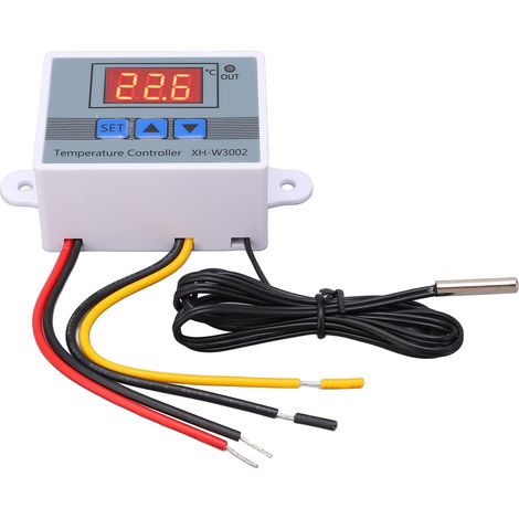 Thermostat Numérique Interrupteur Micro-Ordinateur Régulateur de Température Programmable Chauffage Refroidissement Thermostat électronique 10A avec Sonde étanche (110-220V) (1/5)