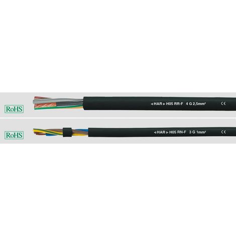 Helukabel 35001 Gummischlauchleitung H05RR-F 2 x 0.75 mm² Schwarz 50 m