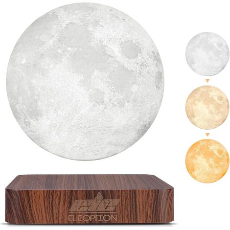 TOPCHANCES Levitating Moon Lamp, 3D Moon Lamp Floating and Moving Freely in the Air with Wooden Base and Moonlight Print, Unique Holiday Gifts, Bedroom Decor, Night Light (1/5)