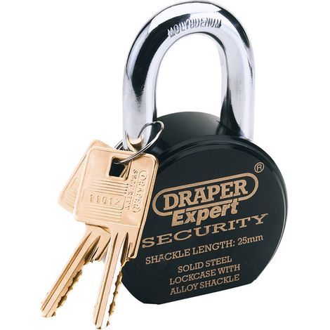 Draper Expert 63mm Heavy Duty Stainless Steel Padlock and 2 Keys (64206) (1/5)