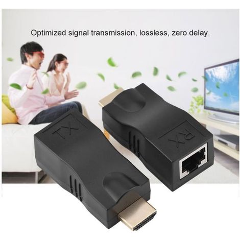 Extension HDMI, 2X HDMI 30m au répéteur de convertisseur de câble réseau RJ45 sur CAT-5 CAT6 HB046 (1/4)