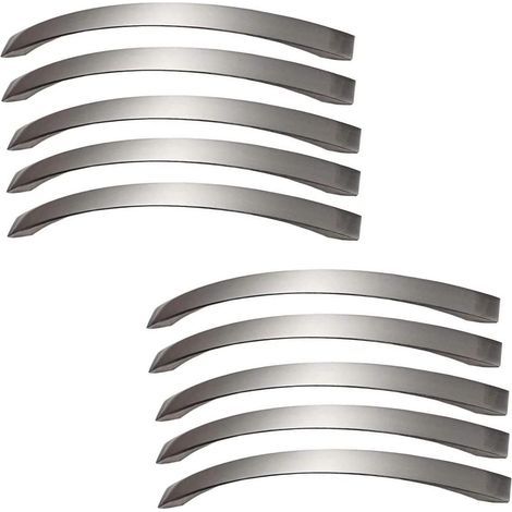 Set mit 10 Küchenschrankgriffen – verchromt – Türgriffe aus gebürstetem Nickel, Küchengriffe aus Edelstahl, 192 mm Lochabstand