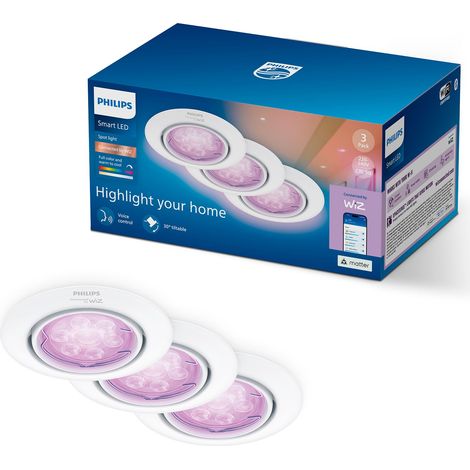 Philips Smart Lighting Slimme Set de 3 Focos Empotrables Redondo (Blanco) - GU10 Luz blanca y de color - WiFi (1/5)