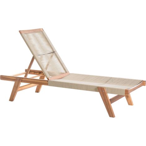 Sun Lounger PROSSEDI Reclining Acacia Wood Beige
