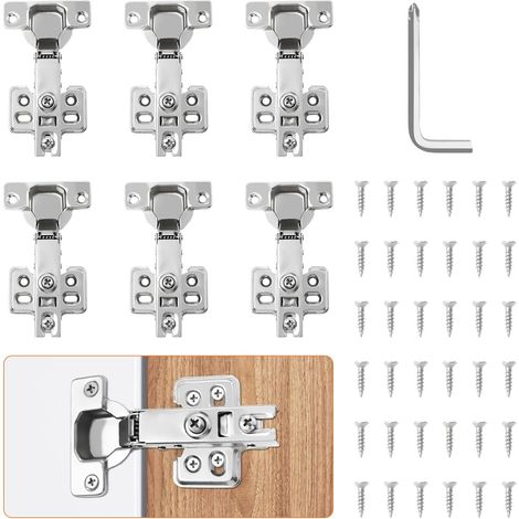 6 Pièces Charnières de Portes 35mm, Charniere Porte Placard 110 ° avec 36 Vis et Chercheur de Trous Pour Armoires, Casiers Dressing Et Cuisine Moderne (1/5)