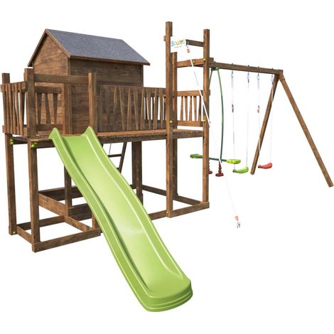 Aire de jeux avec cabane et toboggan COTTAGE HAPPY (1/5)