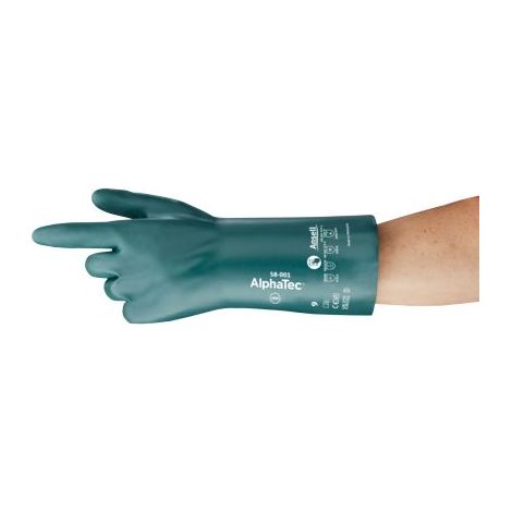 Gants de manutention Ansell AlphaTec 58-001 taille 9, Résiste aux produits chimiques, 1 Paire, Vert ( Prix pour 1 paire )
