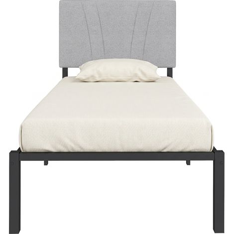 HOMCOM 3FT Single Bed Frame with Upholstered Headboard and Underbed Storage