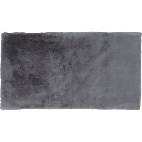 Tappeto grigio a forma di bozzolo, 110x60 cm, in morbida pelliccia. (1/5)
