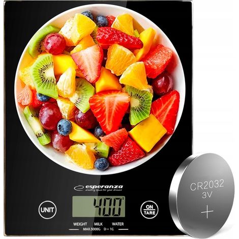 Báscula de cocina electrónica precisa con pantalla LCD y función de tara.
