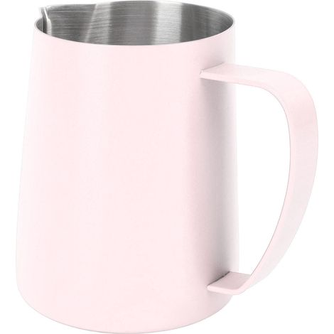 480-ml-Milchkännchen aus Edelstahl 304, Milchaufschäumkännchen mit spitzem Ausguss und Innenskala, rosa (1/5)