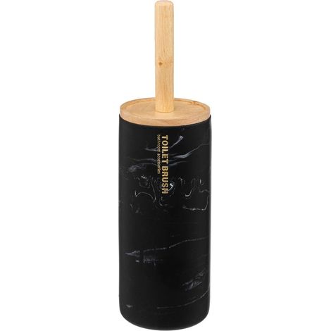 Brosse WC Effet marbre Plastique Noir 10,5 x 38 cm (1/3)